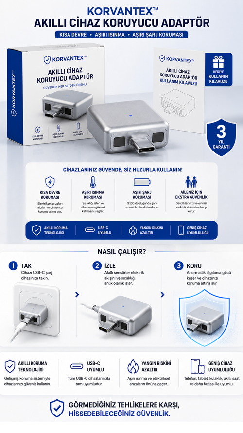 Korvantex Akıllı Cihaz Koruyucu Adaptör
