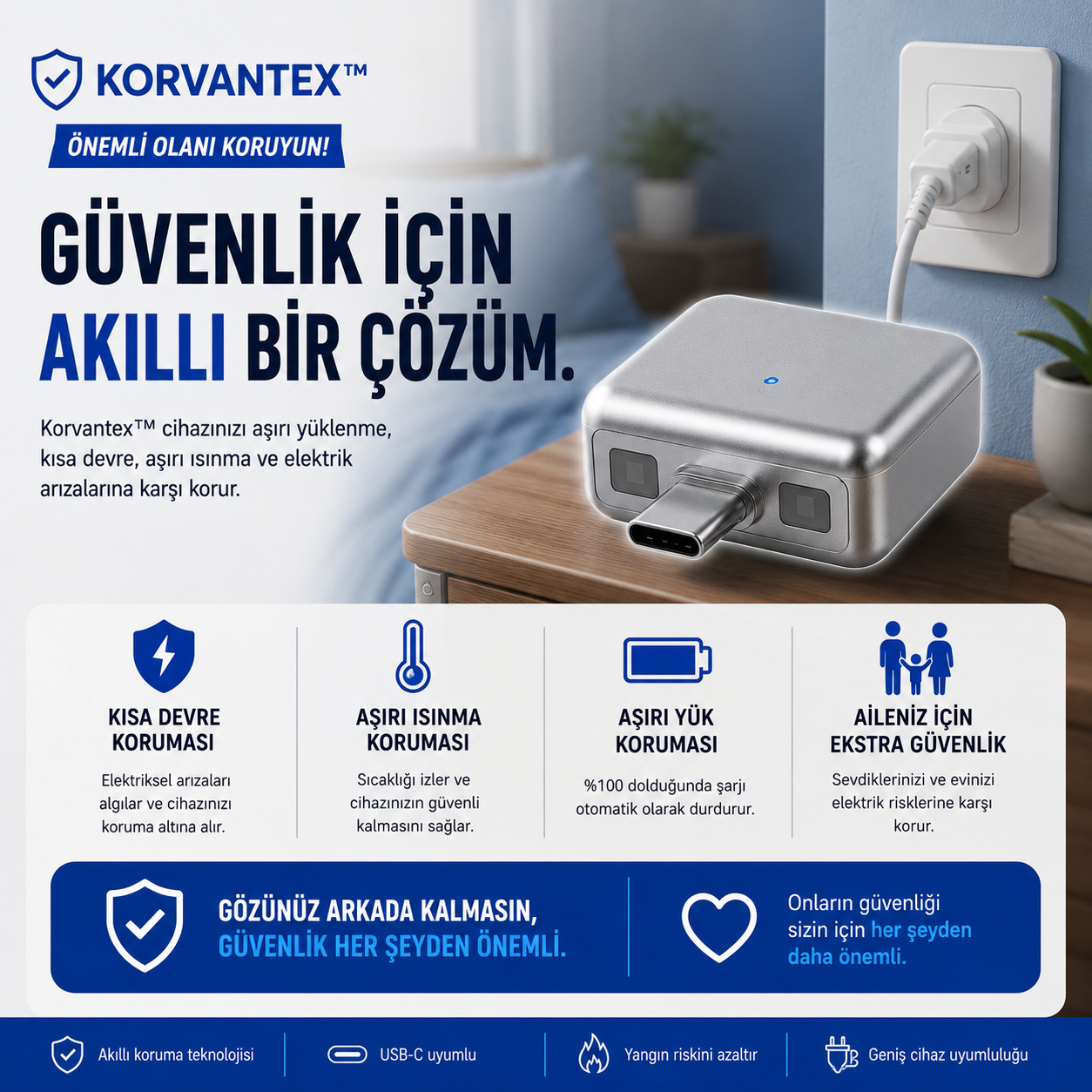 Korvantex Akıllı Cihaz Koruyucu Adaptör