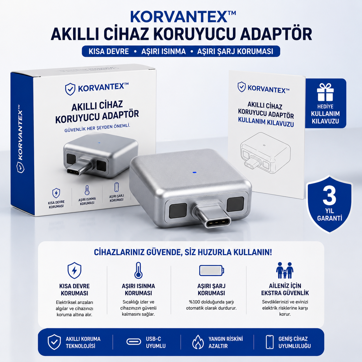 Korvantex Akıllı Cihaz Koruyucu Adaptör