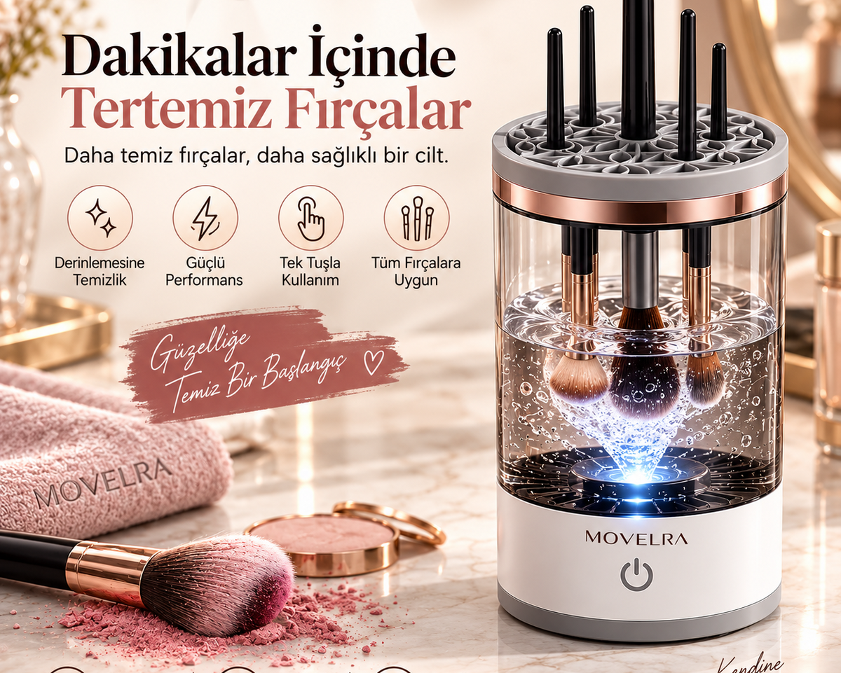 Movelra Profesyonel Makyaj Fırçası Temizleme Cihazı